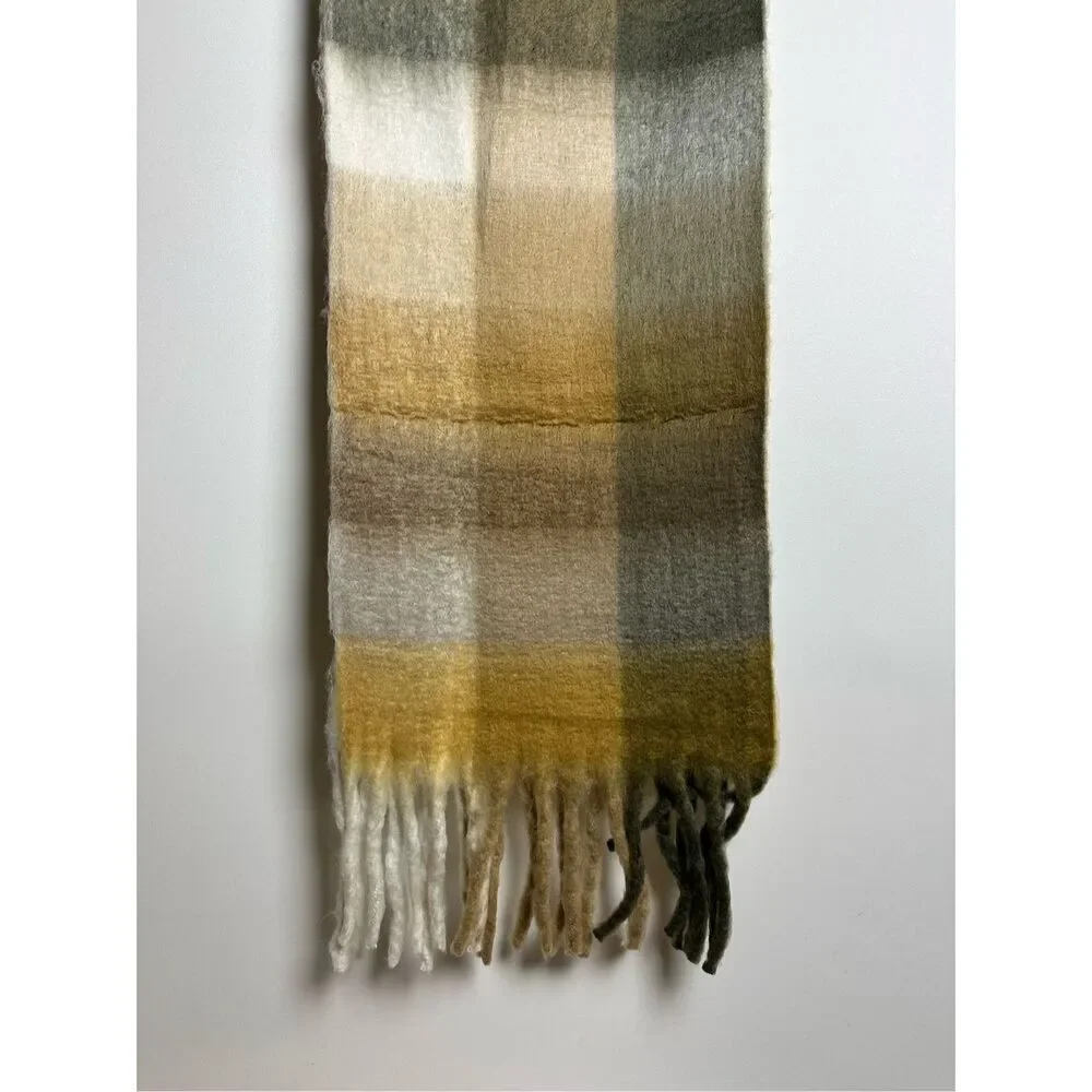 Yellow and brown oversized scarf